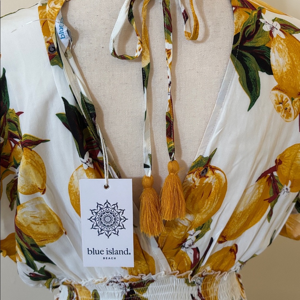 Blue Island Lemon Print Swim Cover Up - Picture 5 of 5